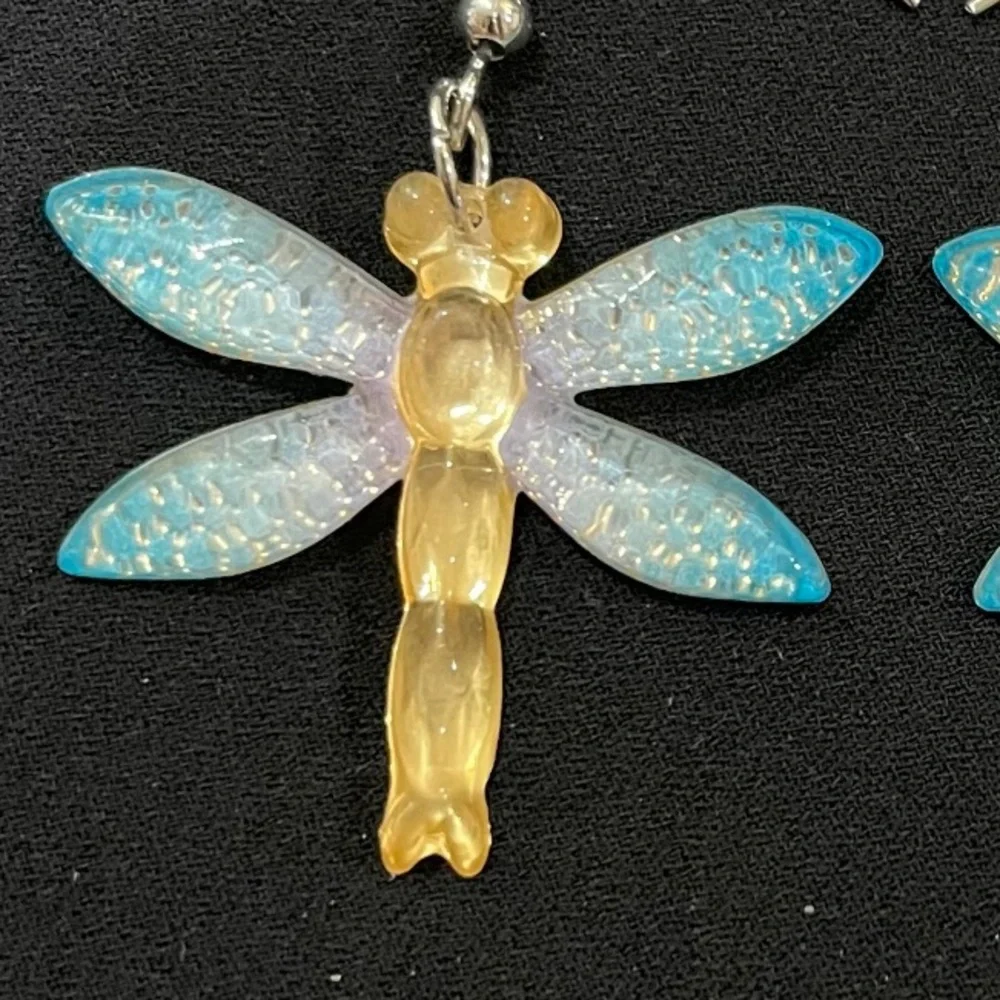 Dragonfly Sparkle Dangle Earrings - Picture 2 of 4